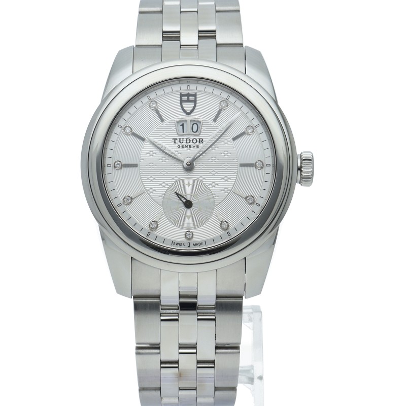 TUDOR Glamour Double Date Watch 42mm 11 Diamonds 57000 Stainless Steel mensW…