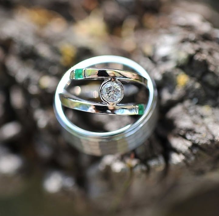 14K Solid White Gold 5g Custom Emerald Ring Remount Setting Size 5.5 Handmade