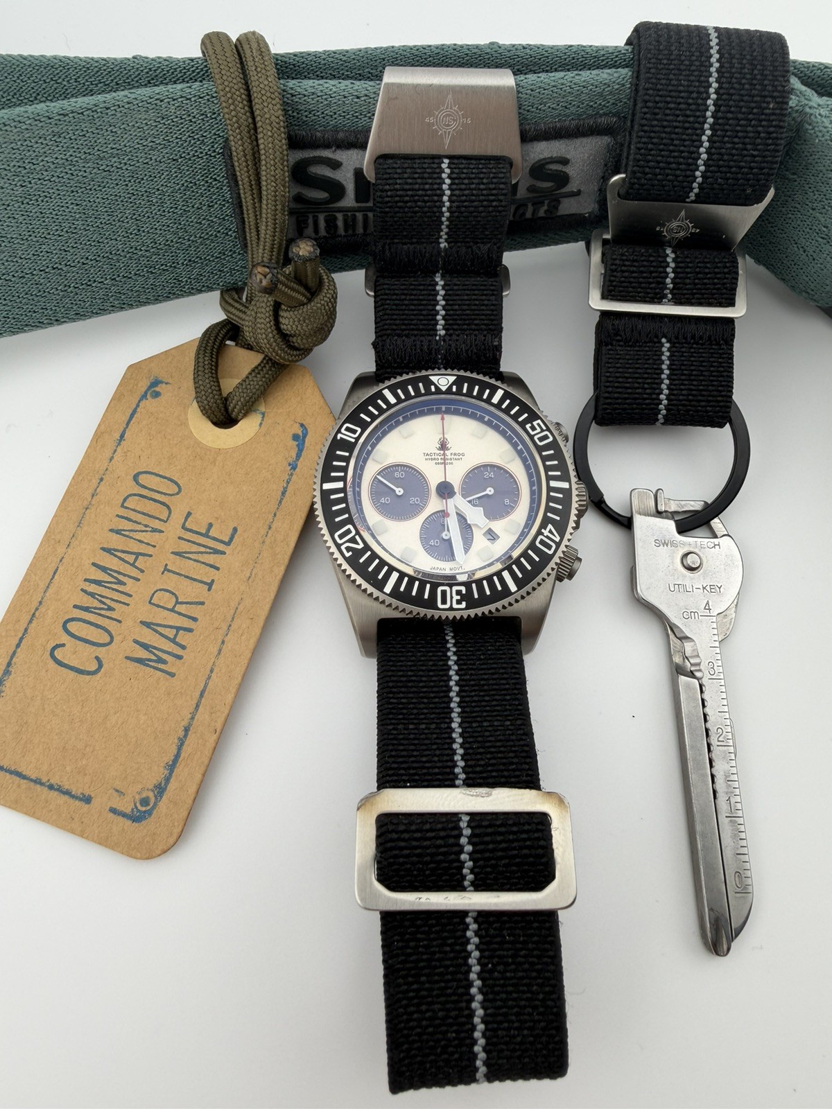 TACTICAL FROG Titanium VS75B Solar Power Quartz Chronograph Watch Newman Panda