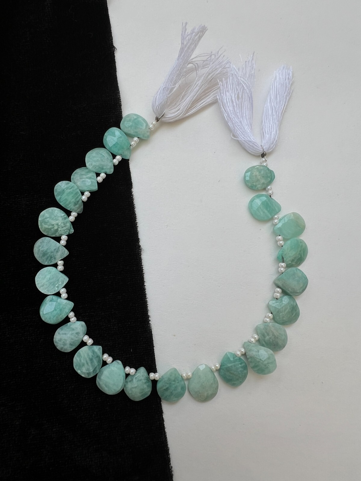 Natural Amazonite Faceted Pear Briolette Beads 1 Strand 8-9mm Teardrop Gemstone
