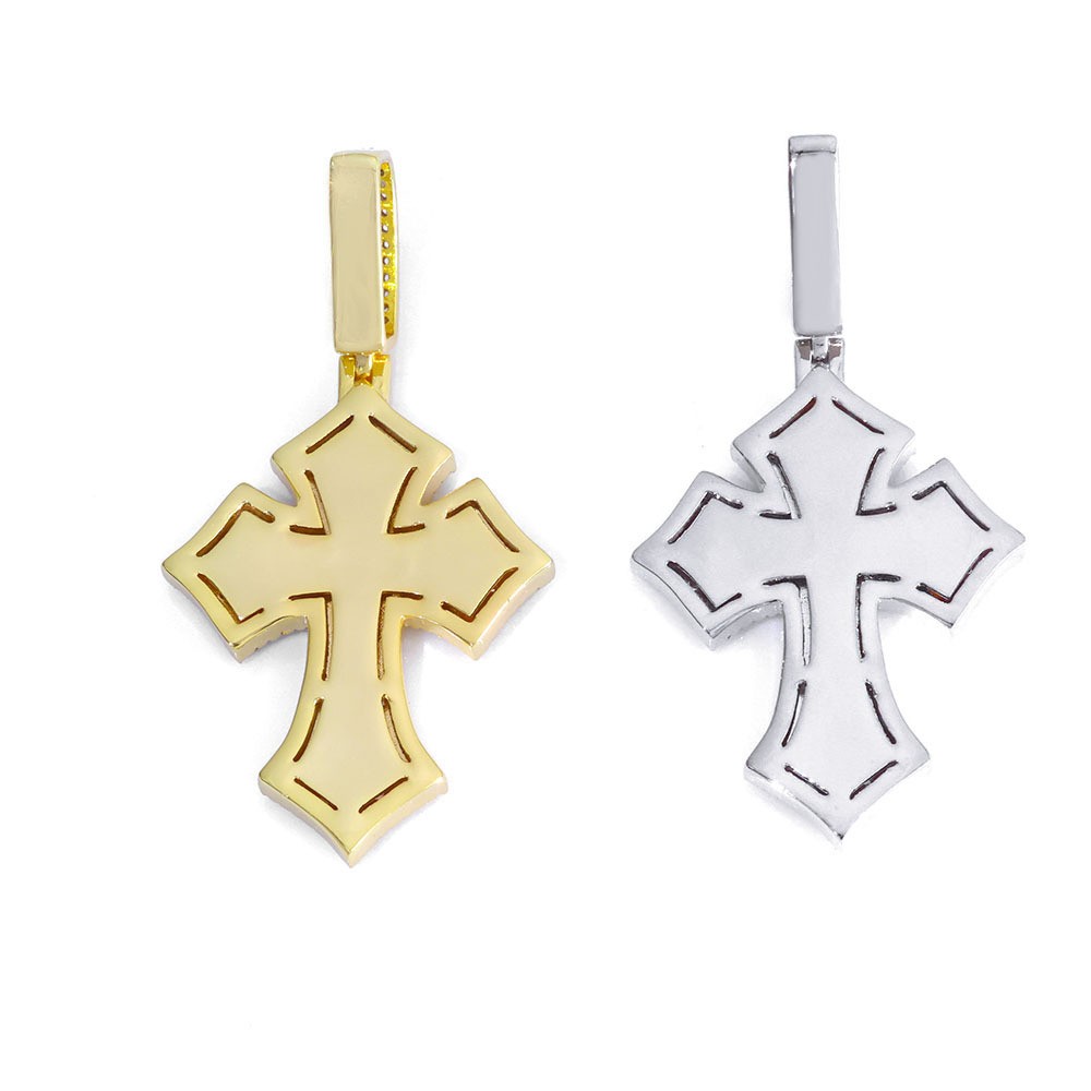 Mens Women Cross Pendant Gold Plated Colorful CZ Pendant Chain Gift Hip Hip