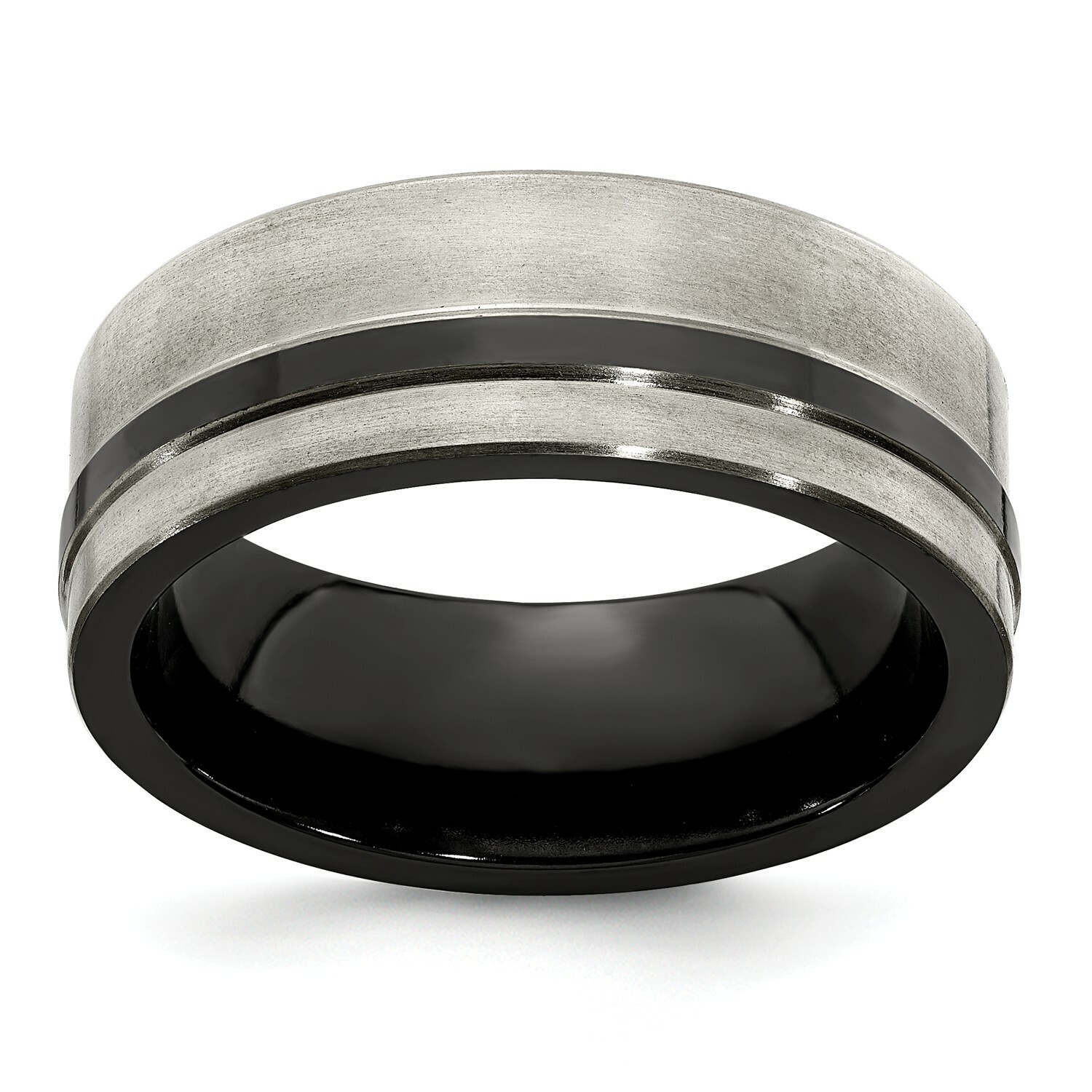 Edward Mirell Black Ti Titanium 8mm Flat Cut Brushed Wedding Band Sizes 7 to 13
