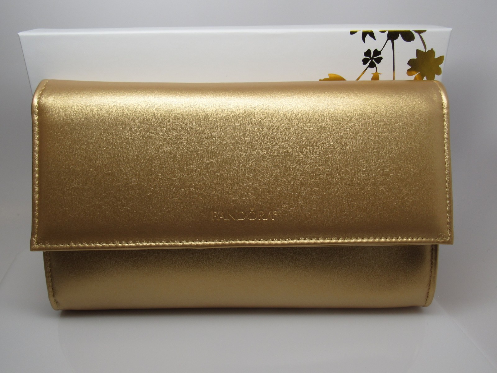 Pandora Limited Ed. Shine Gold Clutch Handbag w/ Box Collectable Pandora Swag