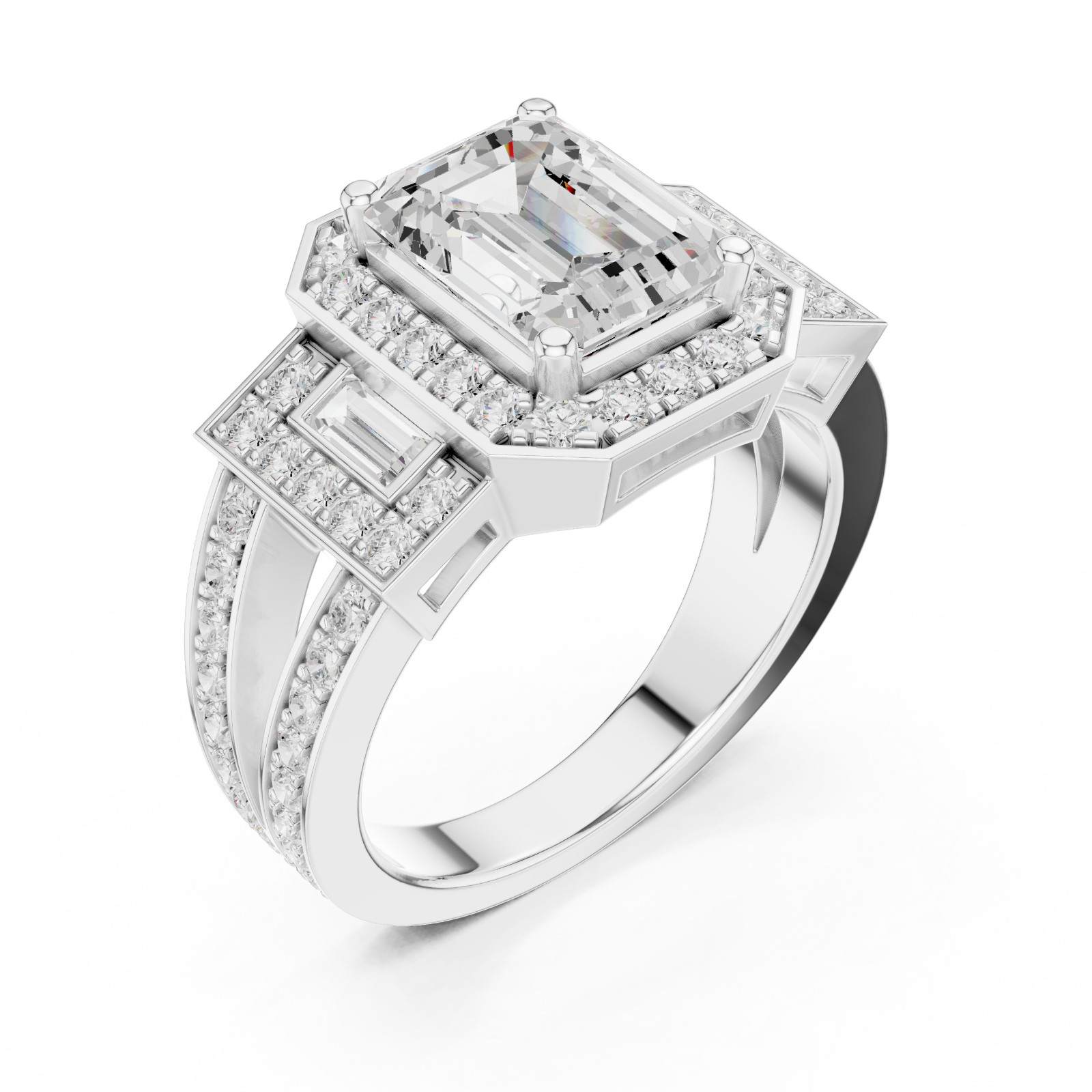 IGI Certified 3.54 Ct E-F/VS1 Lab Grown Diamond 14K White Gold Halo Bridal Ring
