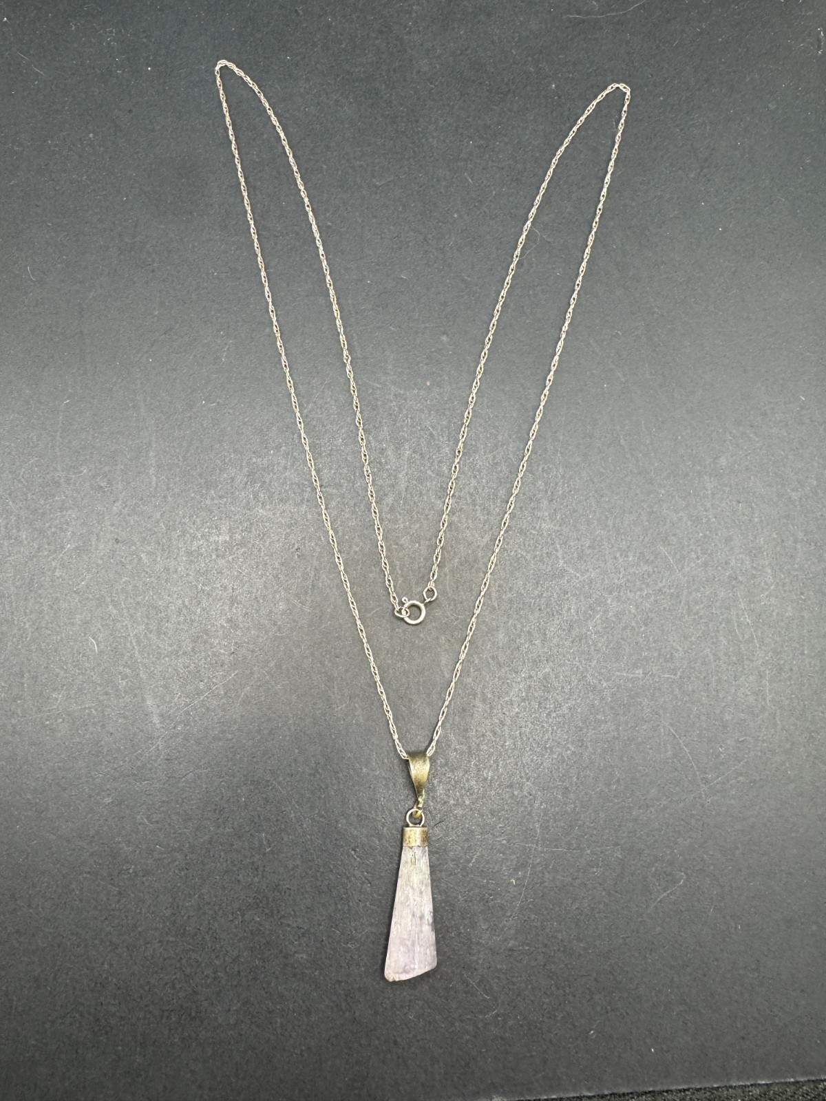 Vtg 925 Sterling Silver Kunzite Crystal Gemstone Pendant Necklace 32.1mm