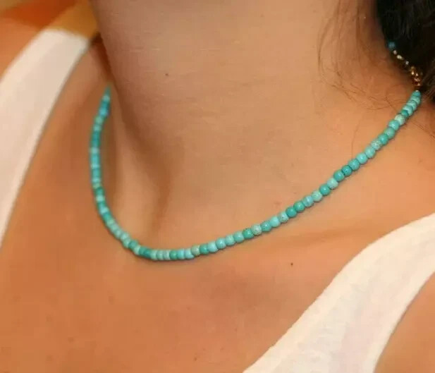 Natural Blue Turquoise Gemstone Beads Choker 3mm Healing Women’s Necklace Gift