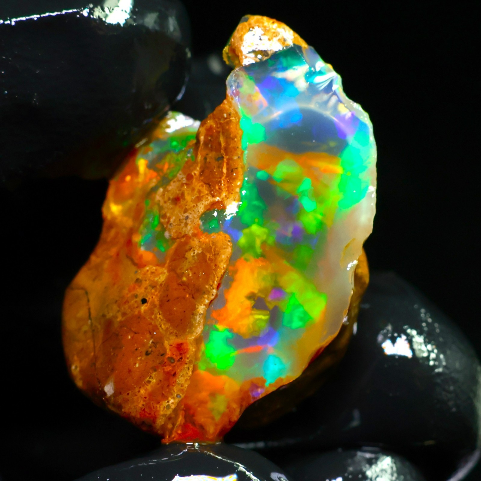 Natural Ethiopian Welo Opal Rough 19.40 Ct Gemstone – Bright Play of Color Fire