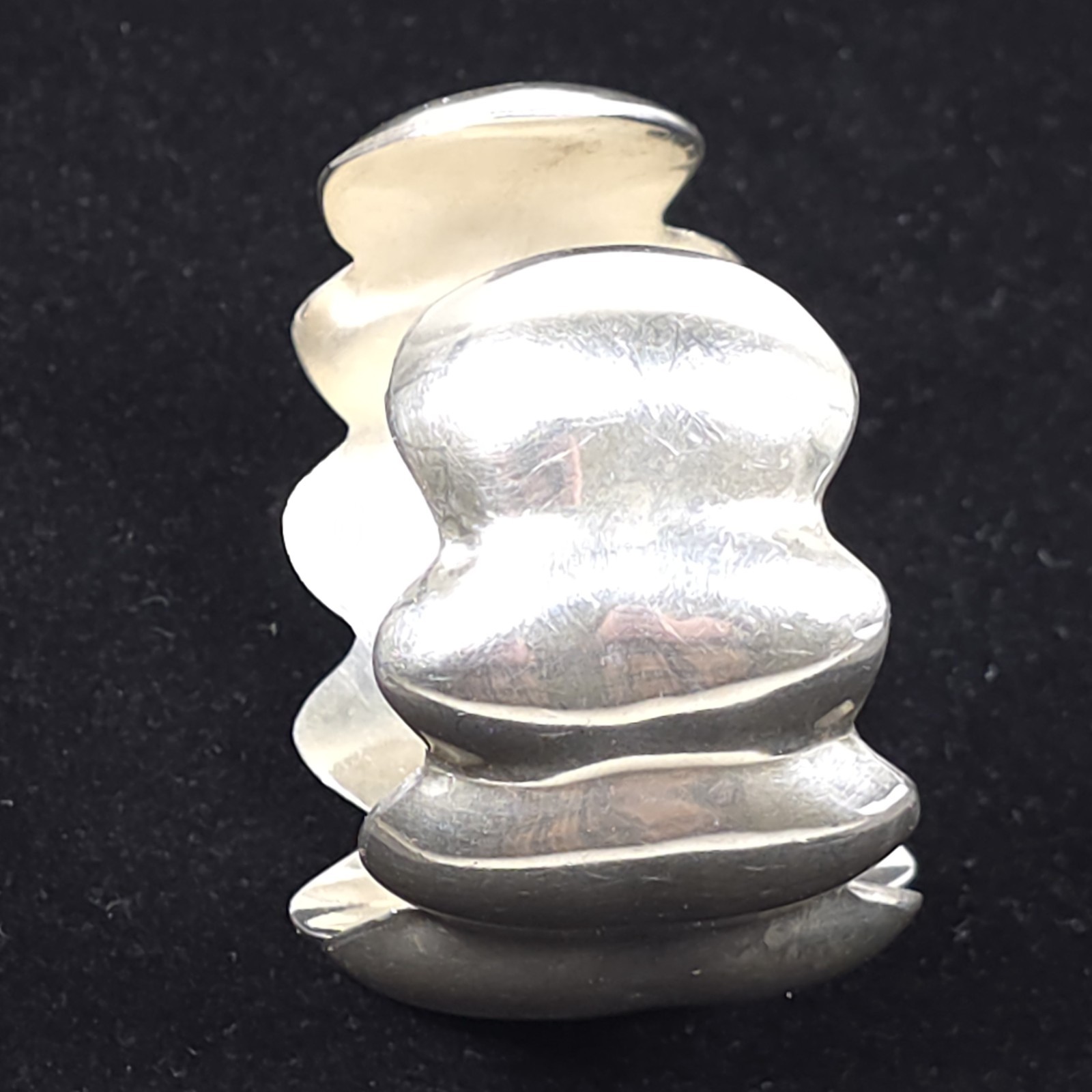 Sterling Silver Scalloped Cuff Bracelet Mexico 925 Wavy Modernist Design 50g