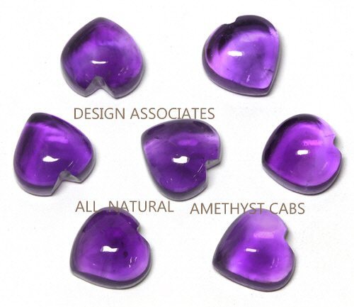 AFRICAN AMETHYST 7 MM HEART CABOCHON 4 PC SET $2.29