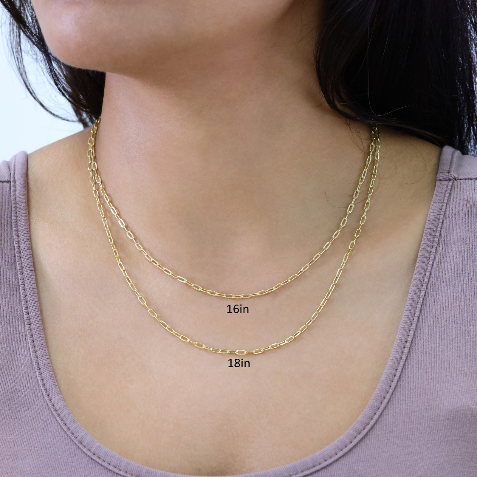 10k Yellow Gold 2mm Paperclip Chain Rolo Dainty Link Cable Necklace Womens 16″