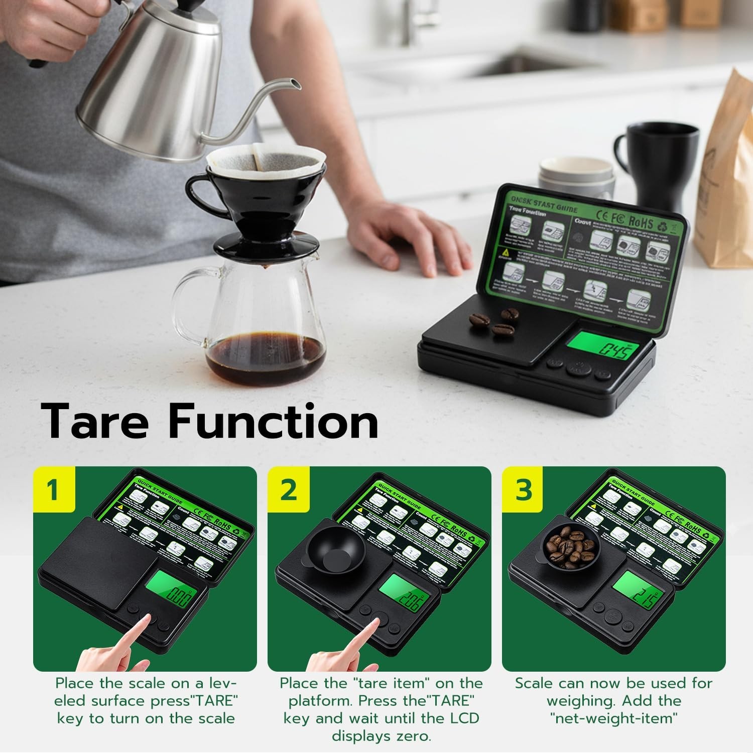 0.01g/500g Digital Milligram Scale, Pocket Micro Scale with Tare Weight Funct…