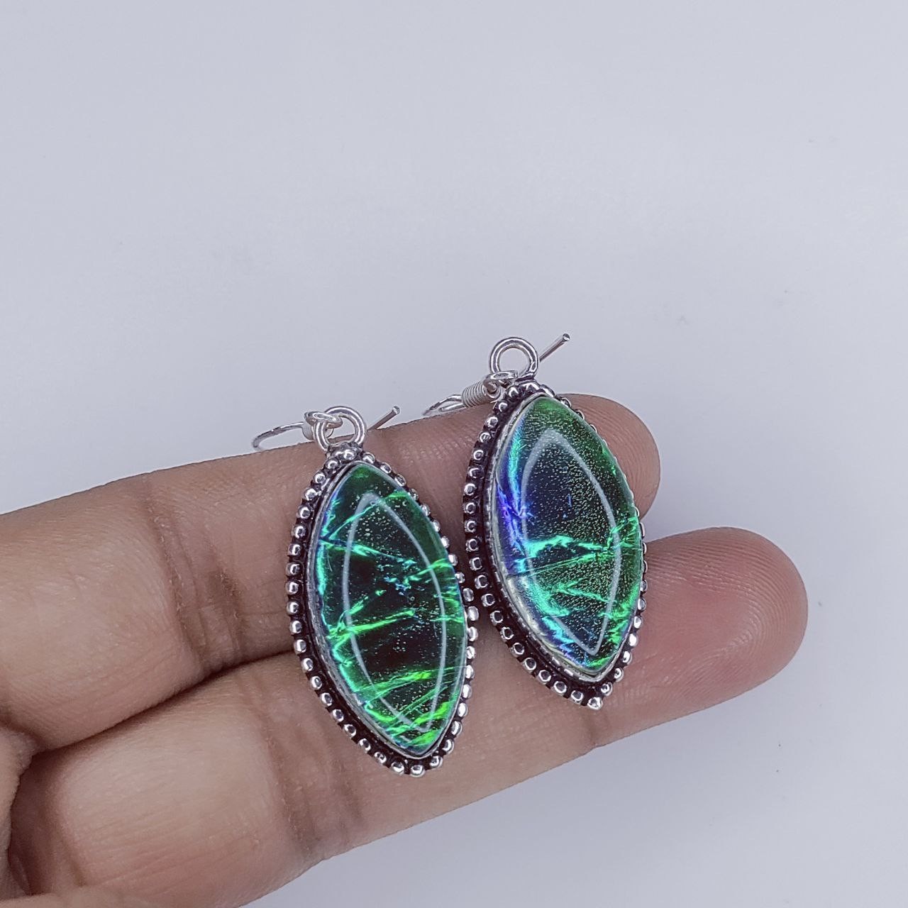 Australian Triplets Opal Gemstone 925 Sterling Silver Handmade Jewelry Earrings