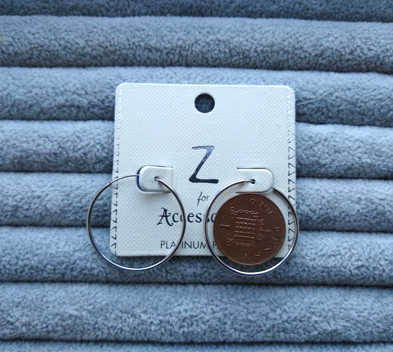 Z for Accessorize Platinum Plated Hoop Earrings 2.5cm Everyday Classic Gift New