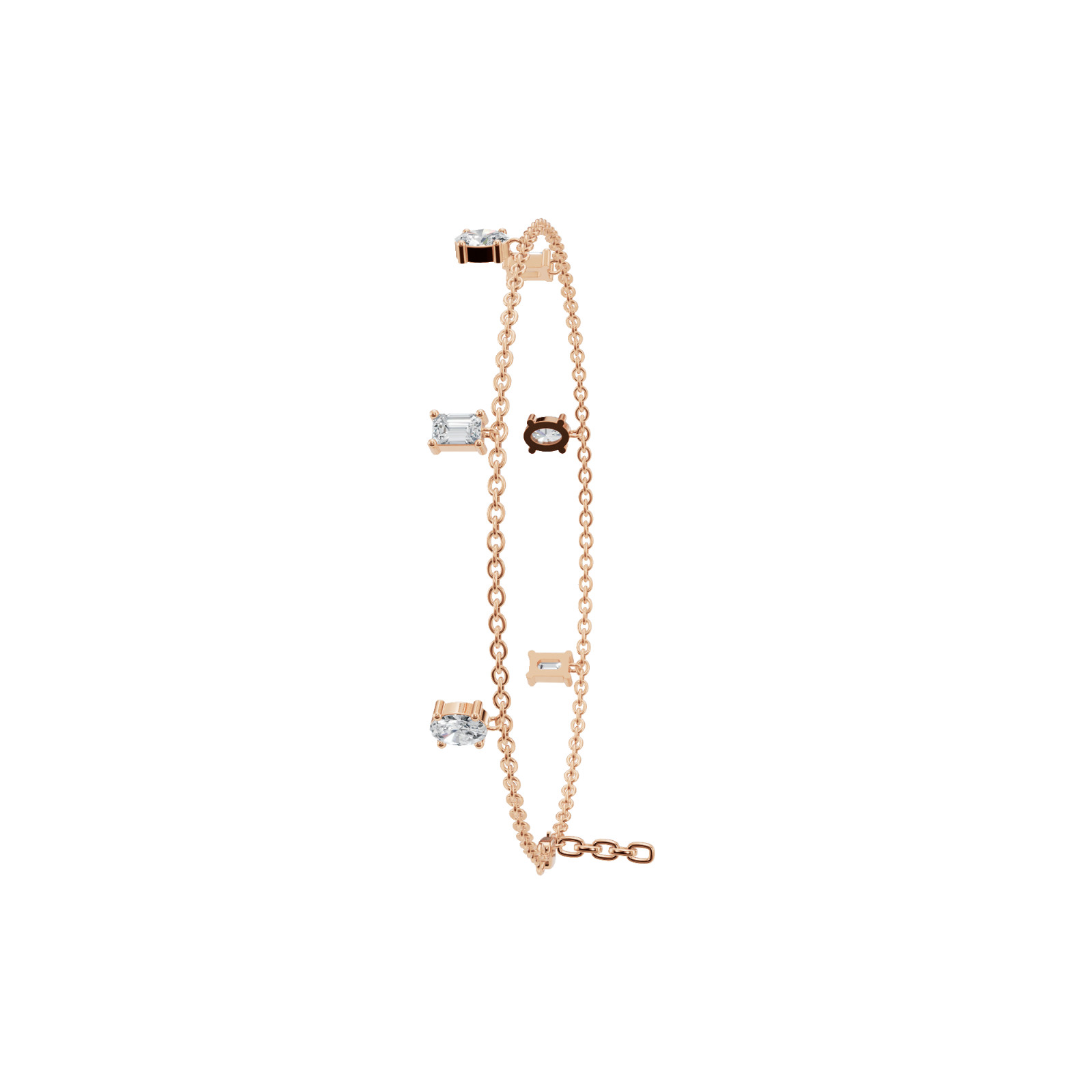 Minimalist Celestial Drops Emerald Oval Lab Grown Diamond Charm Bracelet