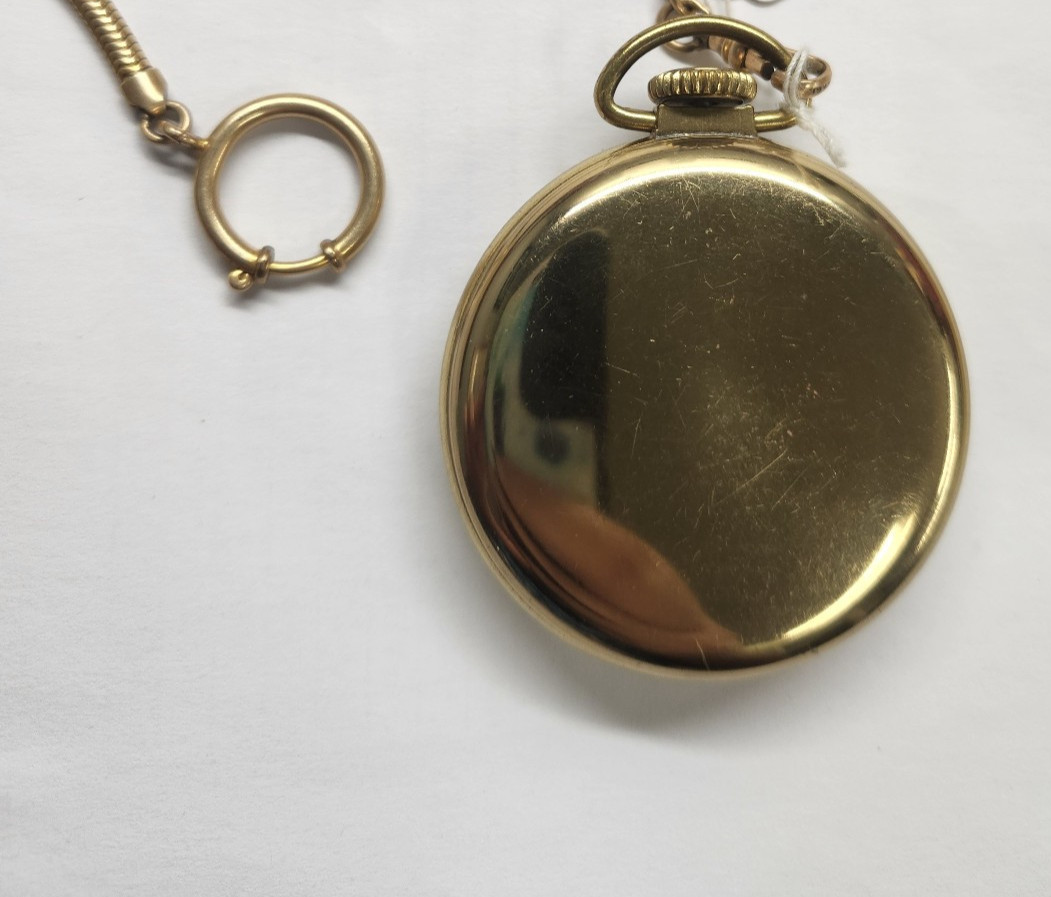 Vintage Westclox Scotty Pocket Watch Made in USA Mechanical Wind Runs w/ Chain