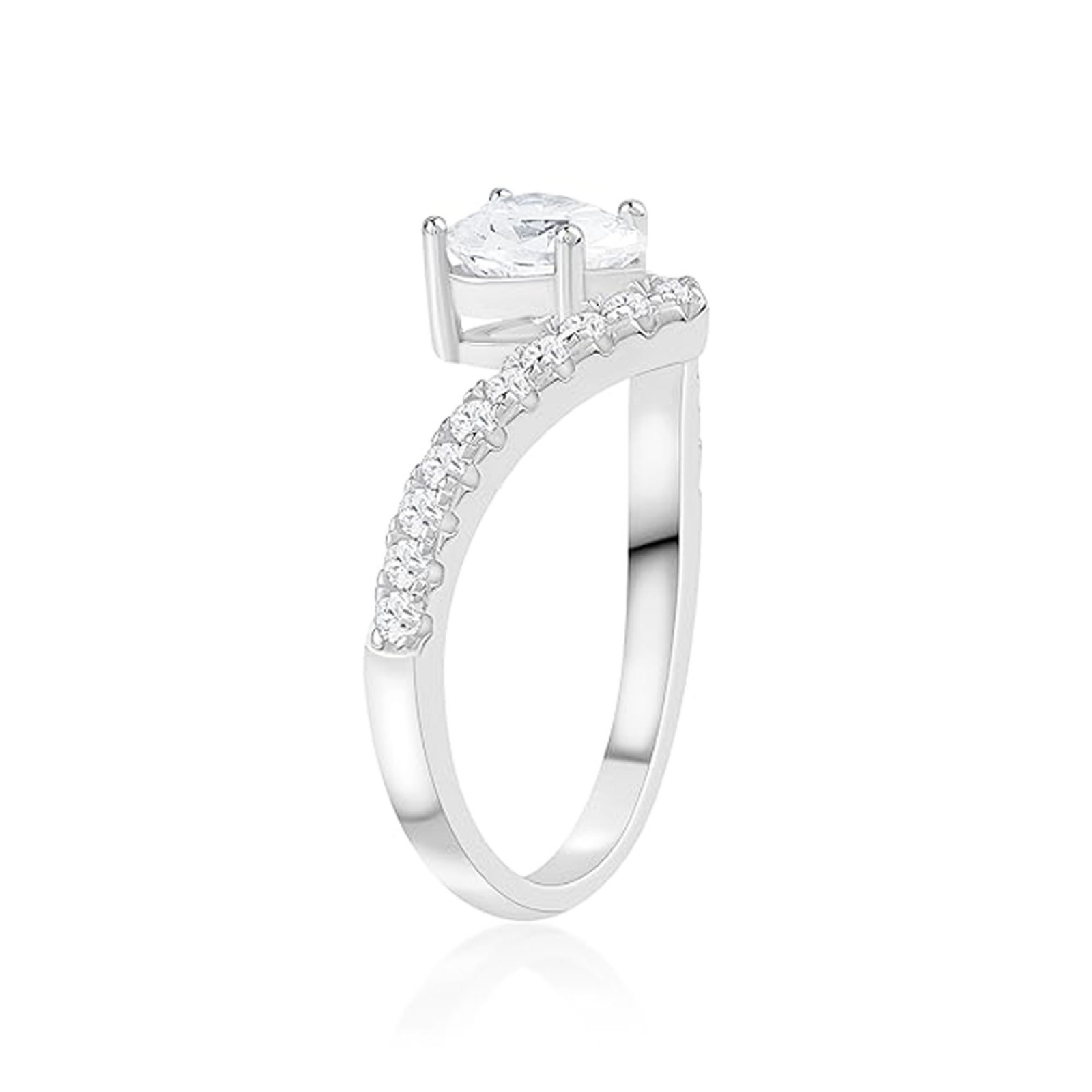 Pretty Promise Engagement Ring Heart Cut Simulated Diamond 14K White Gold Plated
