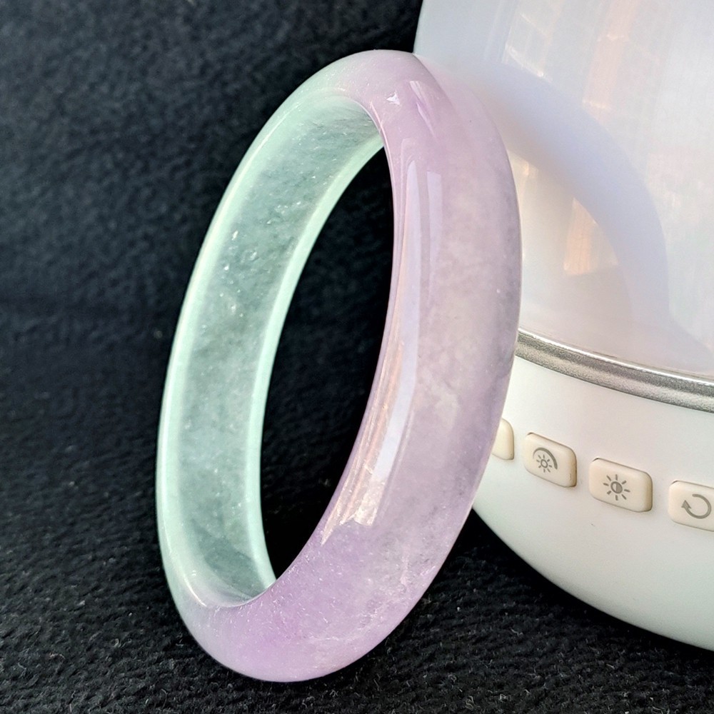 Certified Ice Lavender 65-66mm Natural Burma Jade jadeite Big Bangle Bracelet