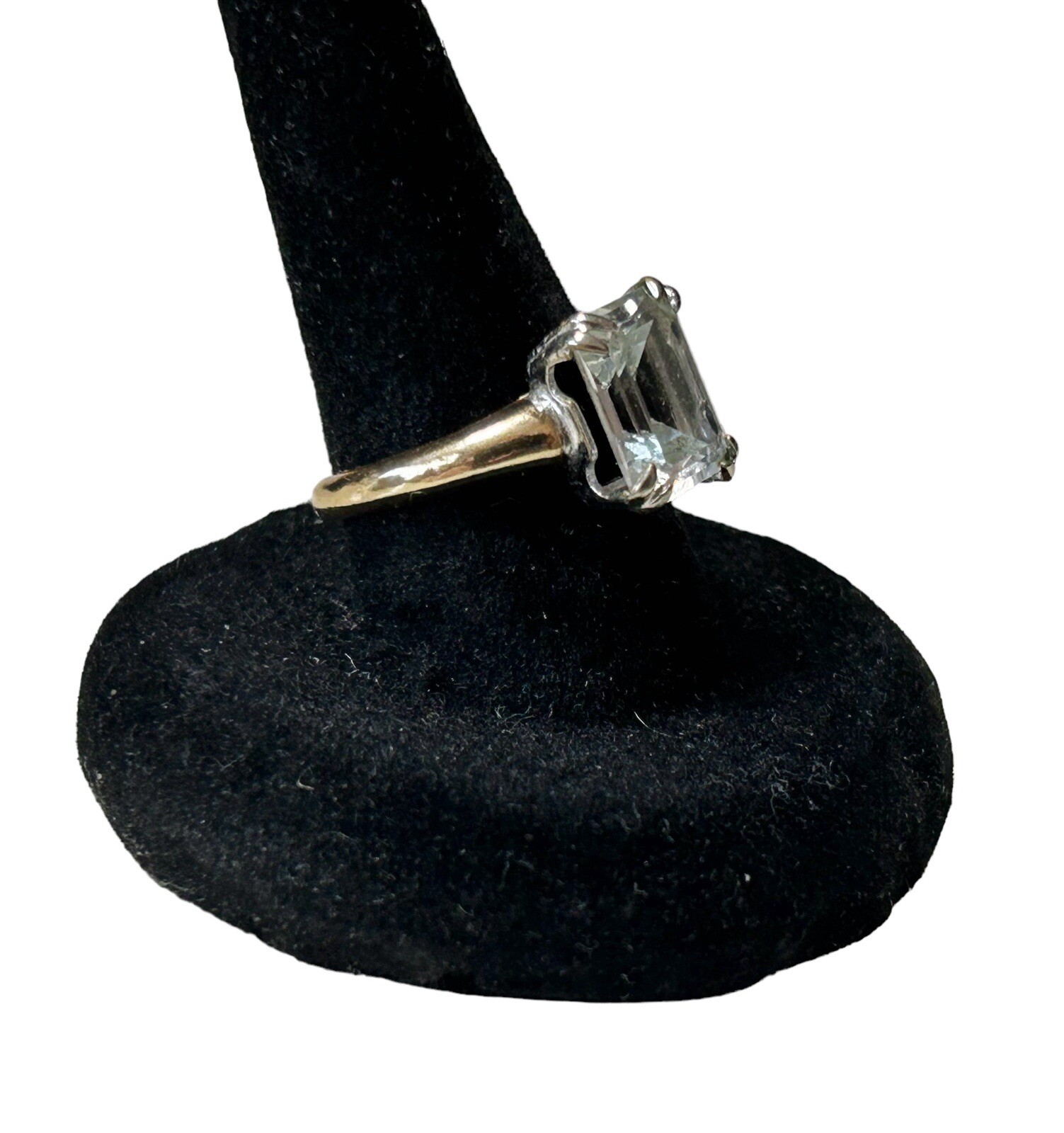 Uncas 14K Gold Filled Simulated White Spinel Solitaire Engagement Ring Size 5.25
