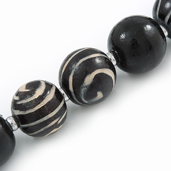 Chunky Round Wooden Bead Long Necklace/ Black/ 82cm Long