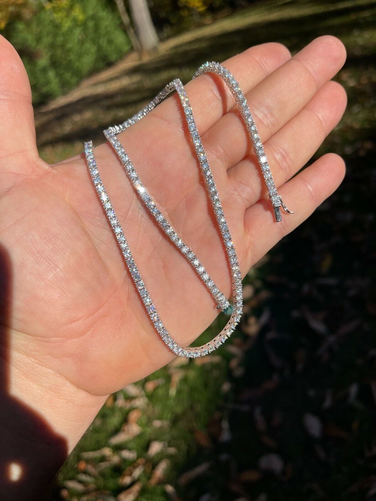 3MM REAL MOISSANITE Silver Tennis Chain Necklace – VVS D Color – Passes Tester