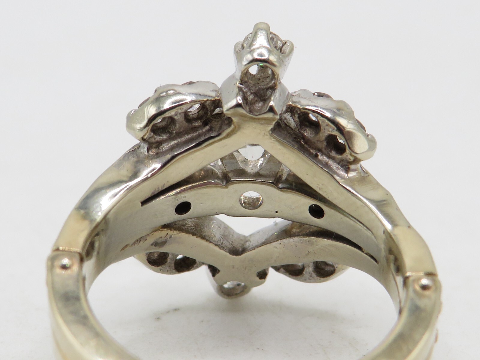 FINGER FIT 14k YELLOW GOLD EUROPEAN CUT DIAMOND RING w 12 ACCENT DIAMONDS SZ 6*