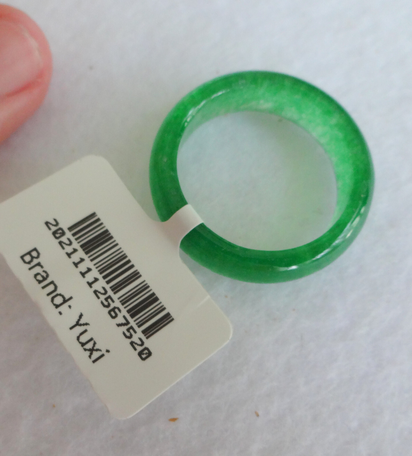 Chinese Natural Grade A Translusent Apple Green Jade Nephrite Ring Size 9