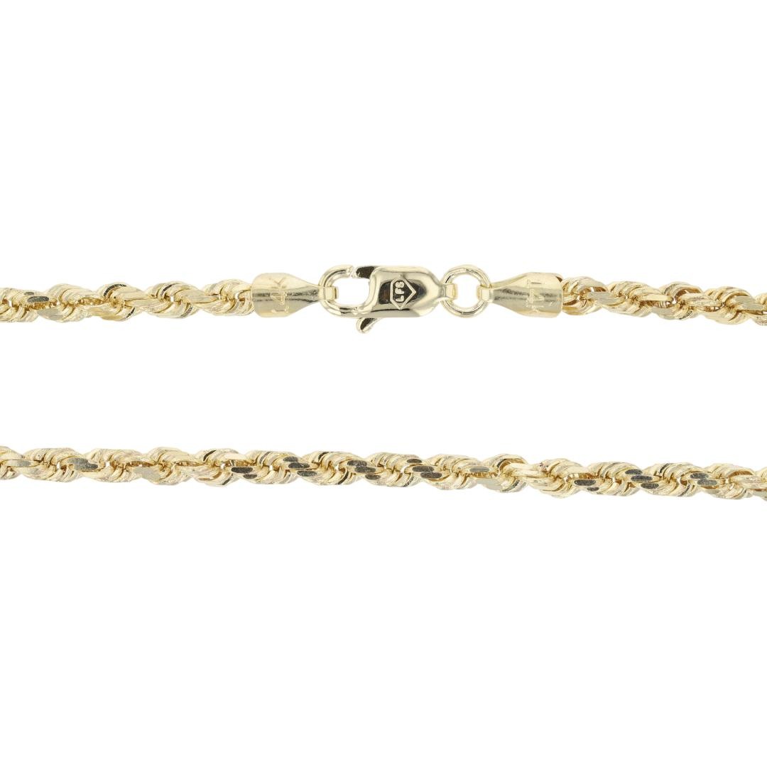 2.4mm Rope Link Chain 7″ Bracelet 14k Yellow Gold 5.33 Grams