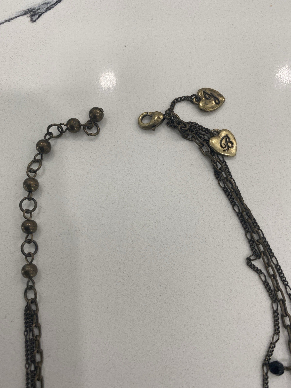 Betsey Johnson Multi Chain Leopard Heart Pendant Necklace Black Beads 17 to 19