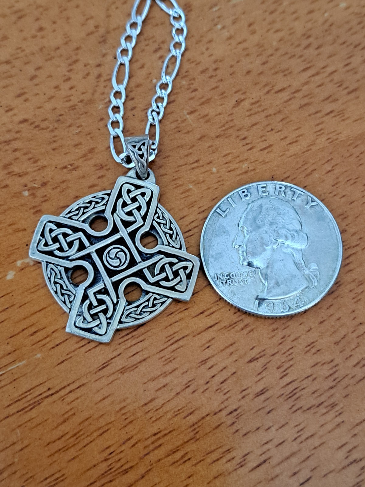 Vintage Peter Stone Sterling Silver Celtic Cross Triskele Pendant Necklace