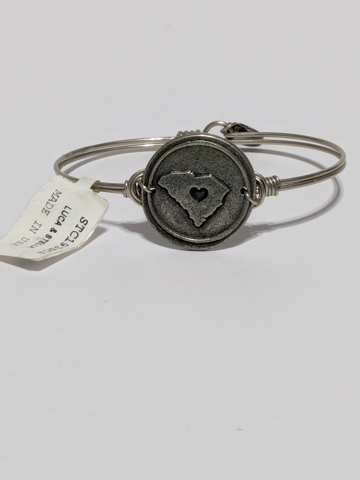 NWT Luca And Stella South Carolina State Outline Silver Tone Wire Bracelet 6.25″