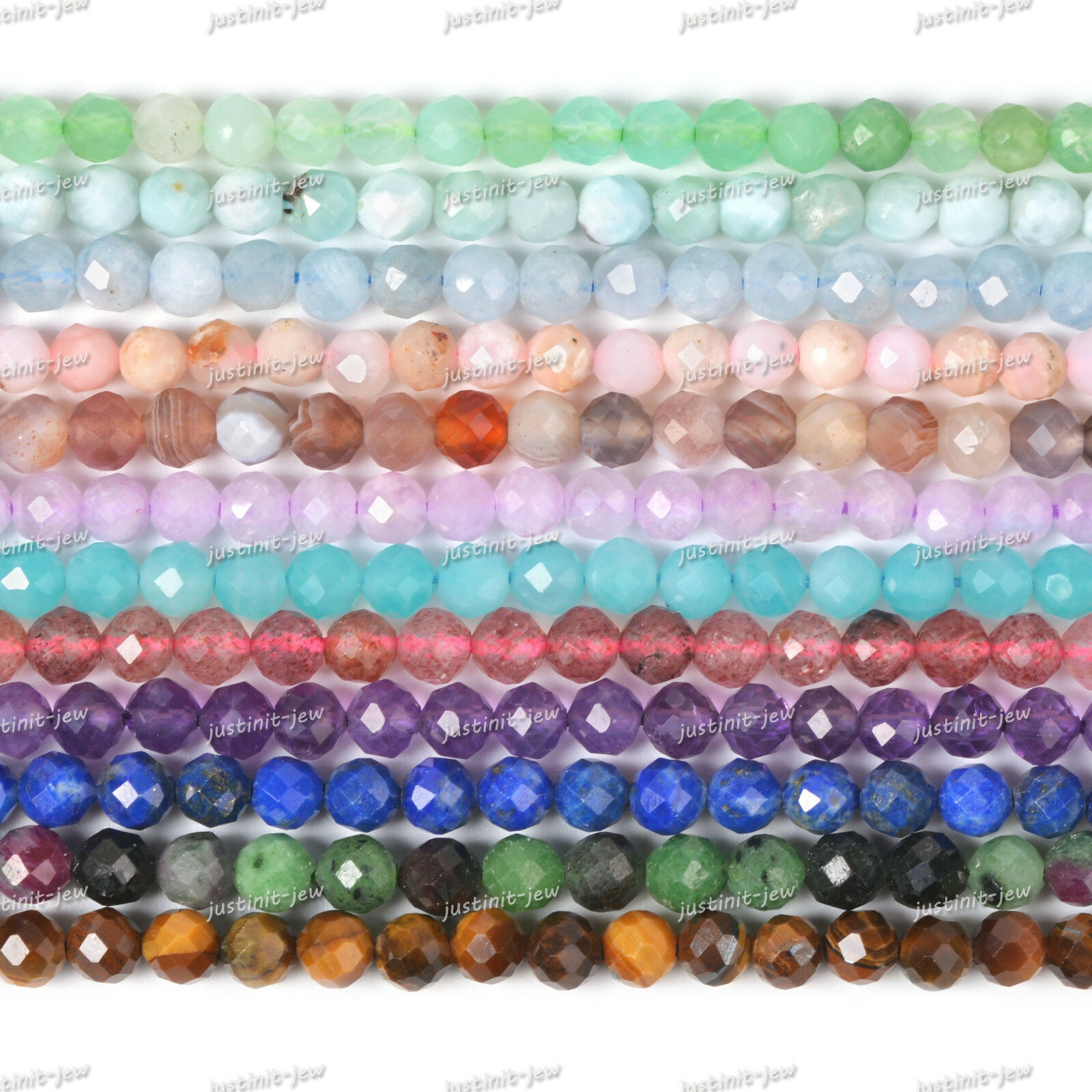 4mm Faceted Gemstone Ball Sphere Loose Beads DIY Jewelry Making Strand 15.5-16″