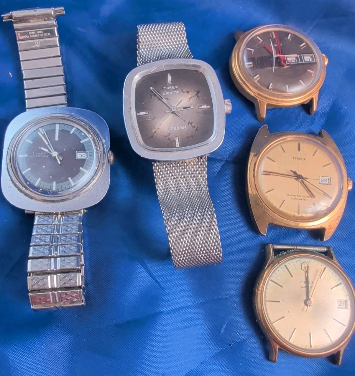 5 Timex Watches, Lot, Repair, Mechanical, Electric, Automatic, Quartz, Dynabeat