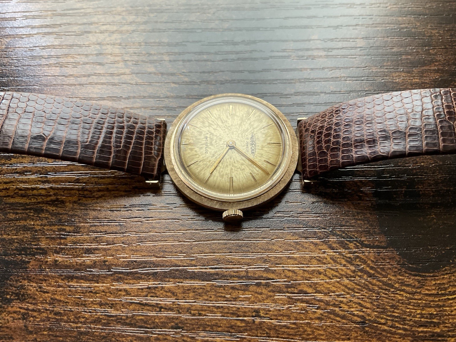 Vintage Aureole, Swiss Movement, Solid 14k Yellow Gold Manual Wind Men’s Watch