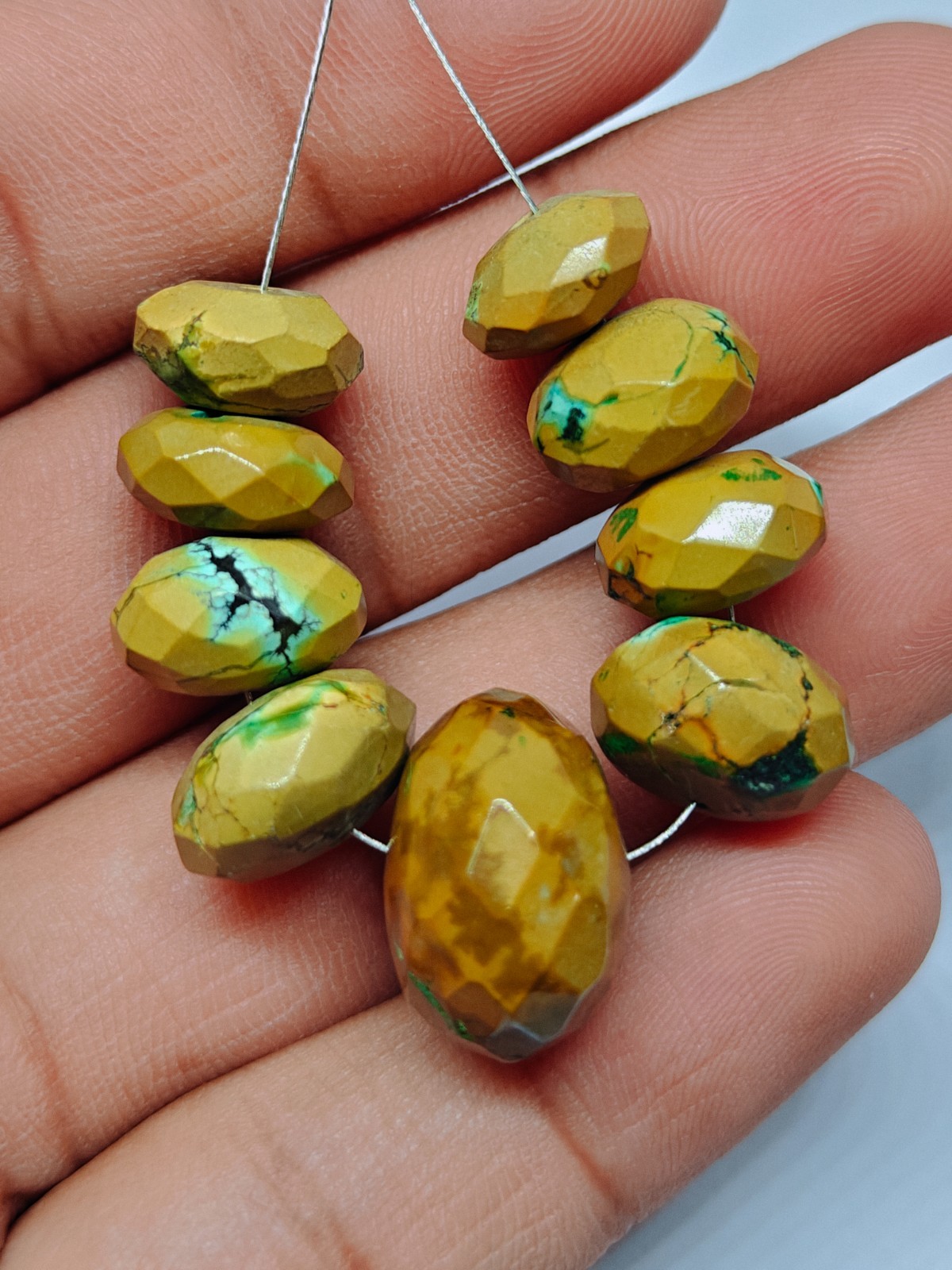 Hubie Turquoise Faceted Rondelle Beads Loose Green Gemstone For Jewelry Supply