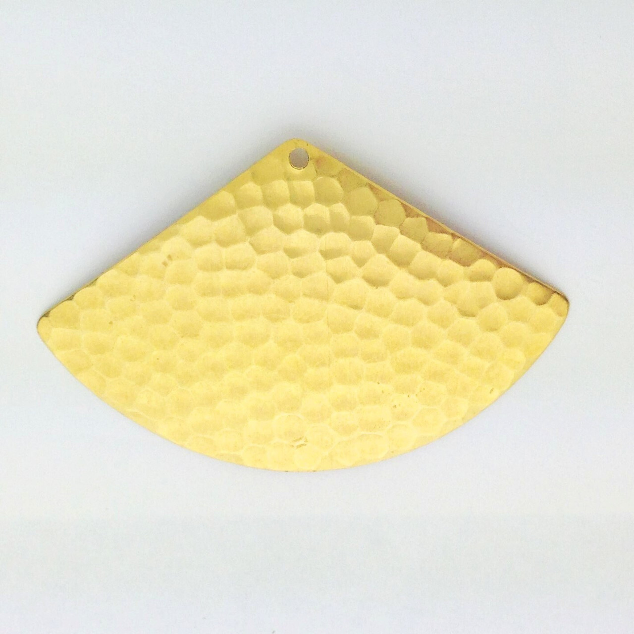 Raw Brass Large Fan or Triangle Dapped Hammered Pendant (4) mtl434A