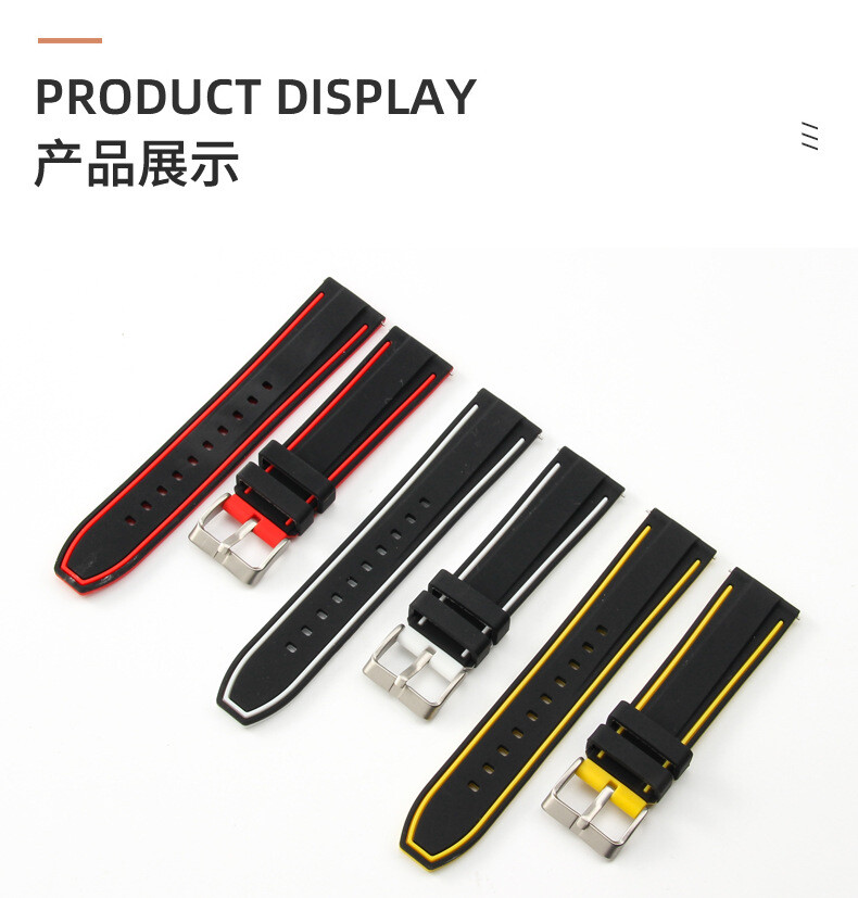 High Quality Rubber Silicone Watch Strap Men’s Waterproof Wristband 20 22 24mm