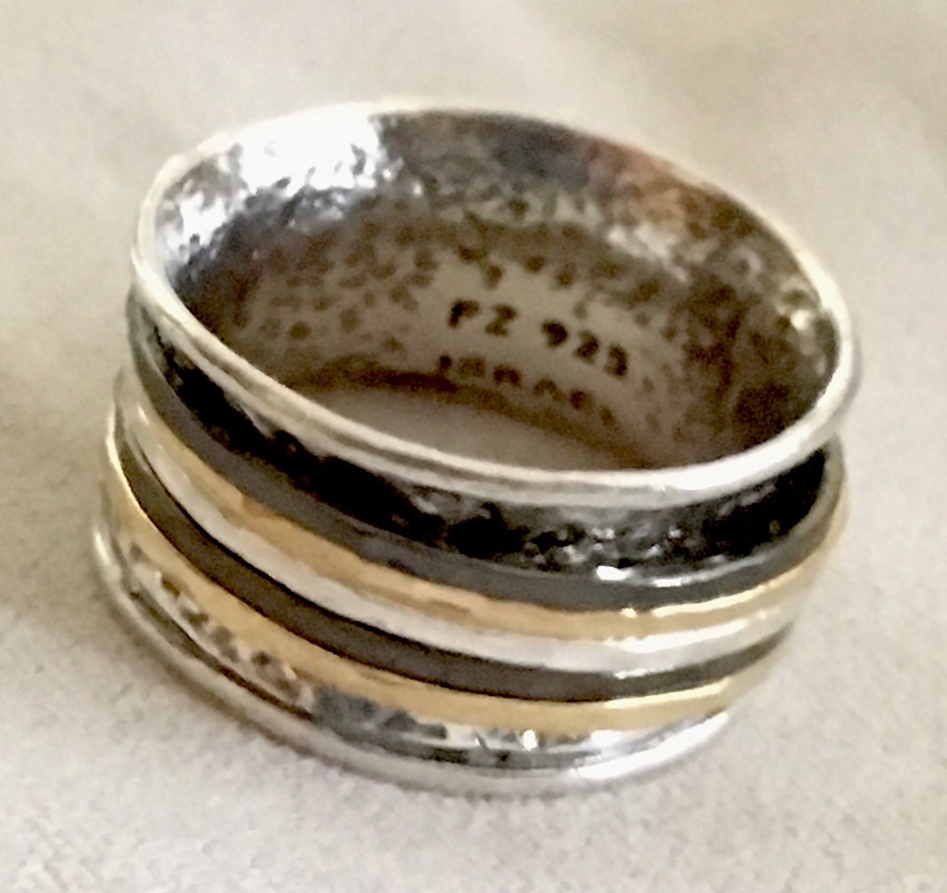 NWOT OR PAZ STERLING SILVER 925 THREE TONES SPINNER RING SZ 6 ISRAEL PZ
