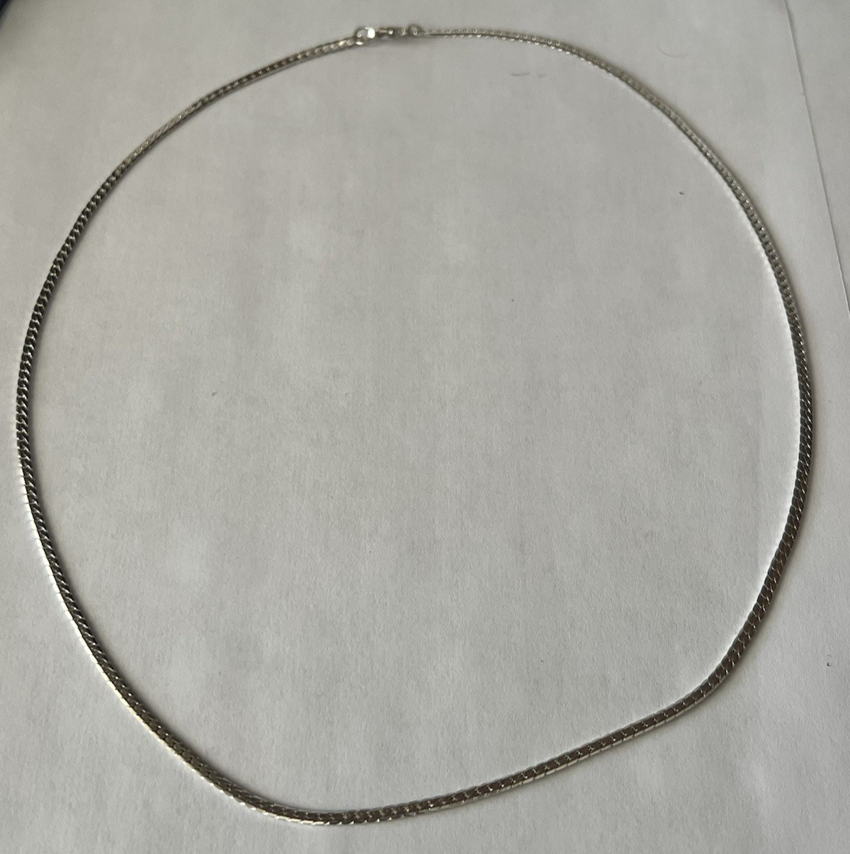 Stunning Silver Tone Flat Snake Chain Necklace 22″