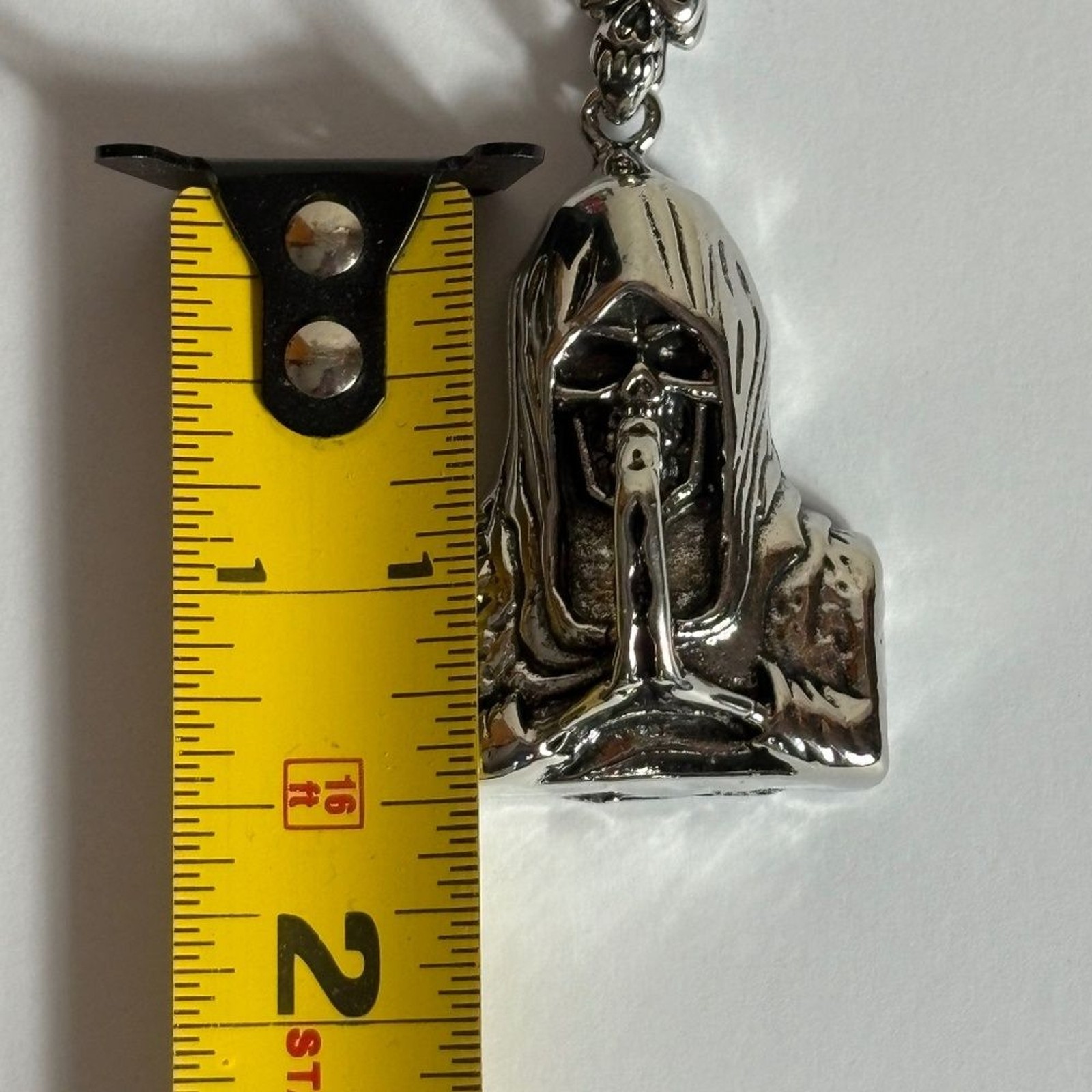 Grim Reaper Praying Hands Pendant Necklace 24″ Hell Demon Skull Death God