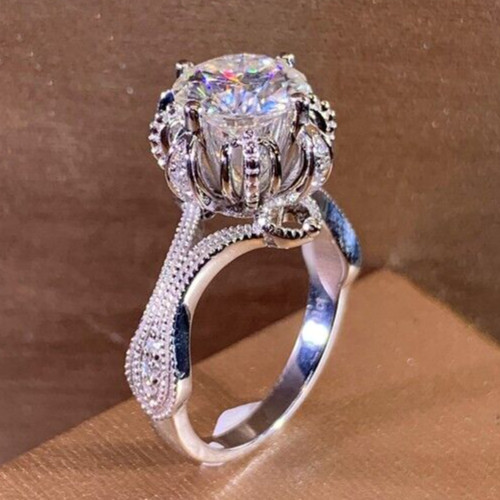 Authentic Vintage Style Engagement Ring 2.11 Ct CZ Beautiful Ring Silver Plated