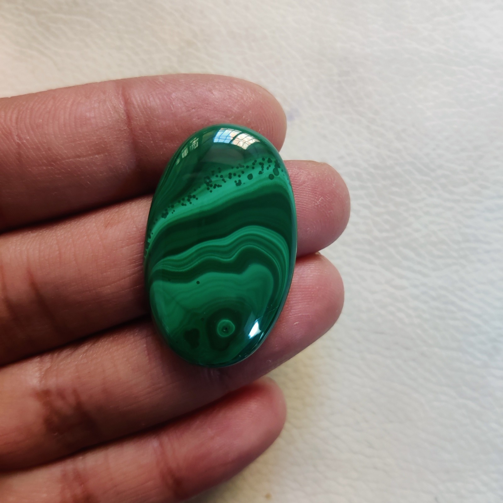 Natural Green Malachite Loose Gemstone Cabochon,Oval-57 CT,34 X 22 X 6 MM