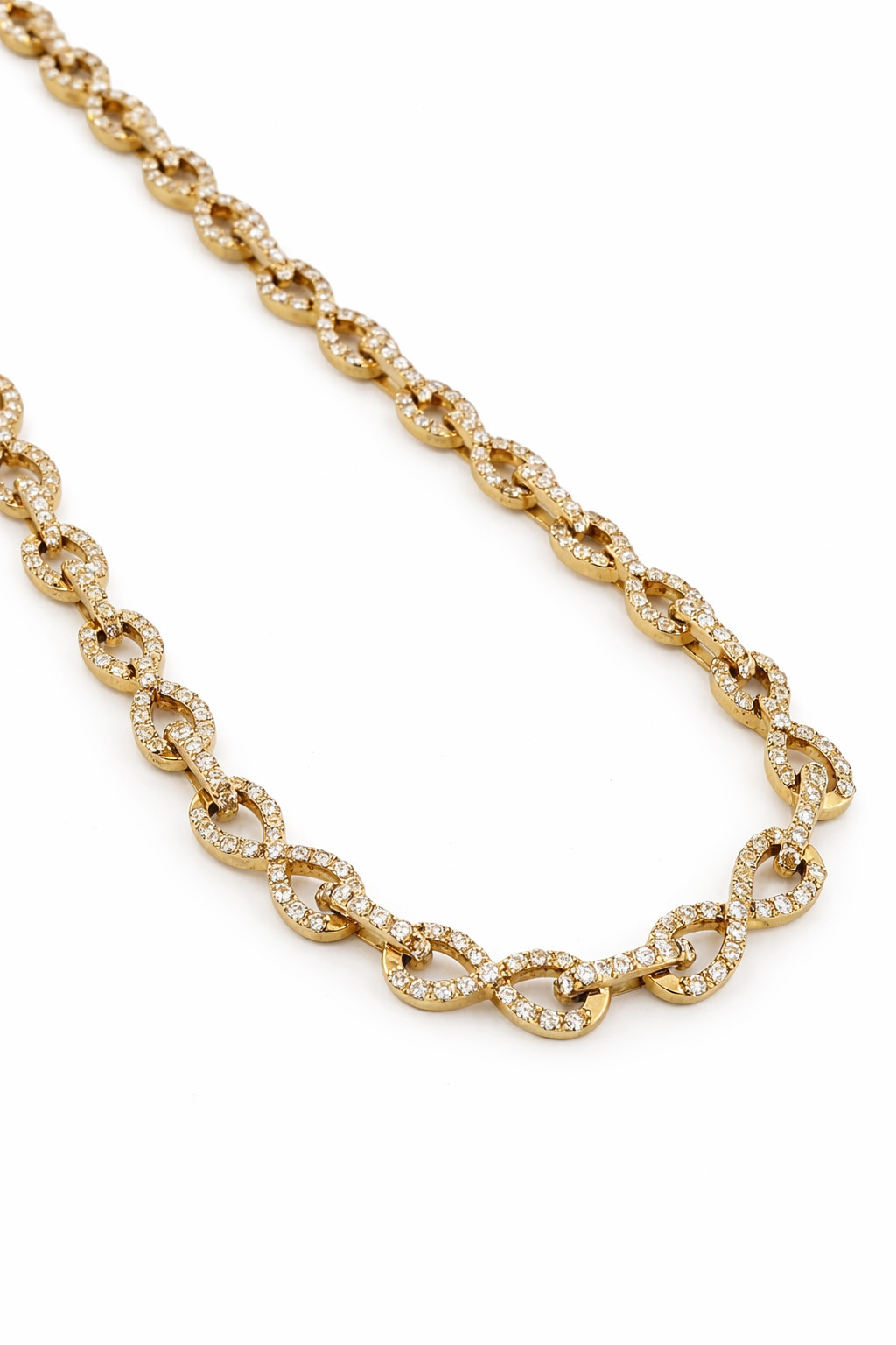 10K Yellow Gold Infinity Link Diamond Necklace 9.20CTW Natural Diamonds VS2-SI1