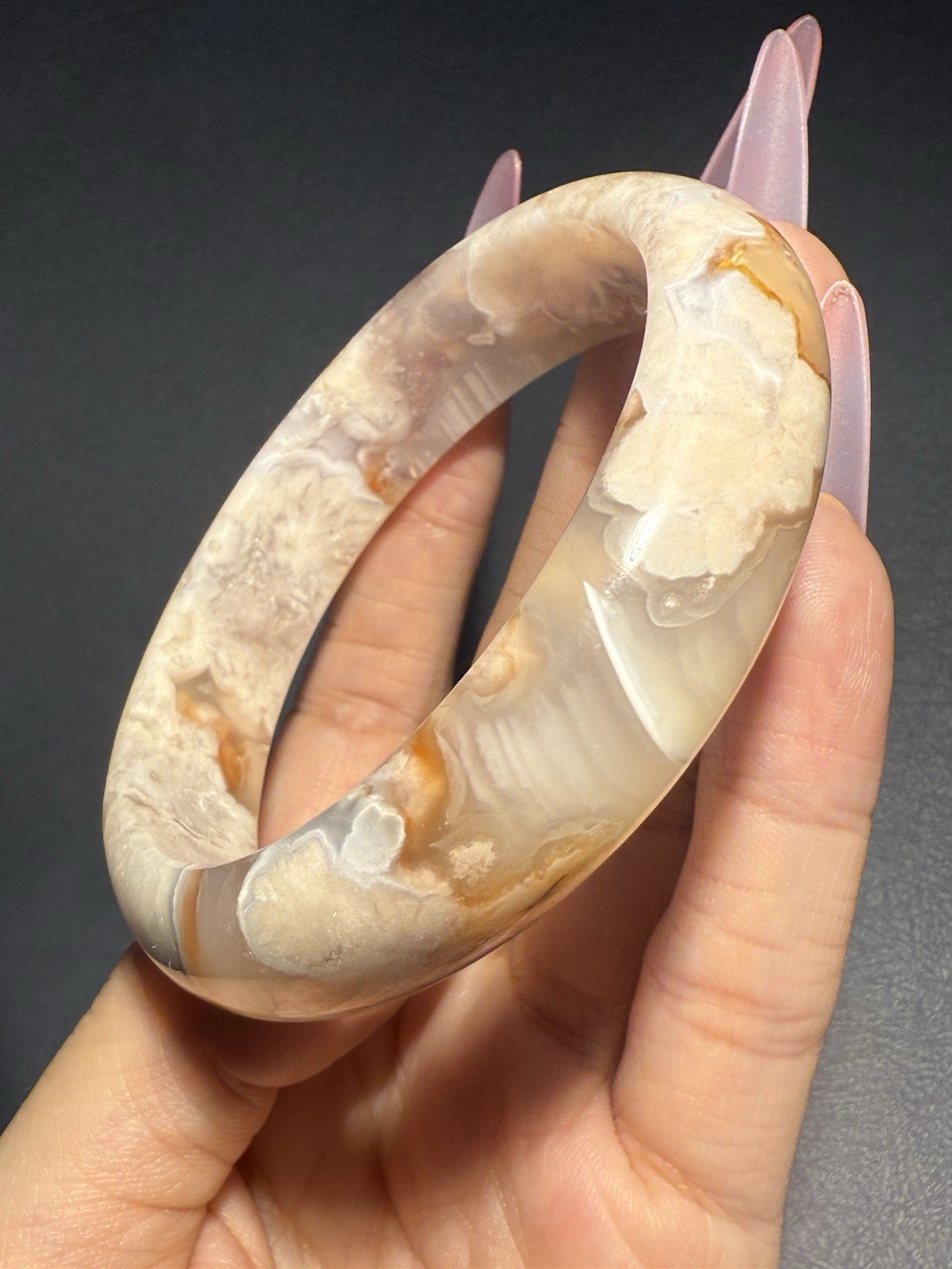 58.3mm Madagascar Sakura Agate Cherry Blossom Bangle/Flowers Blossom