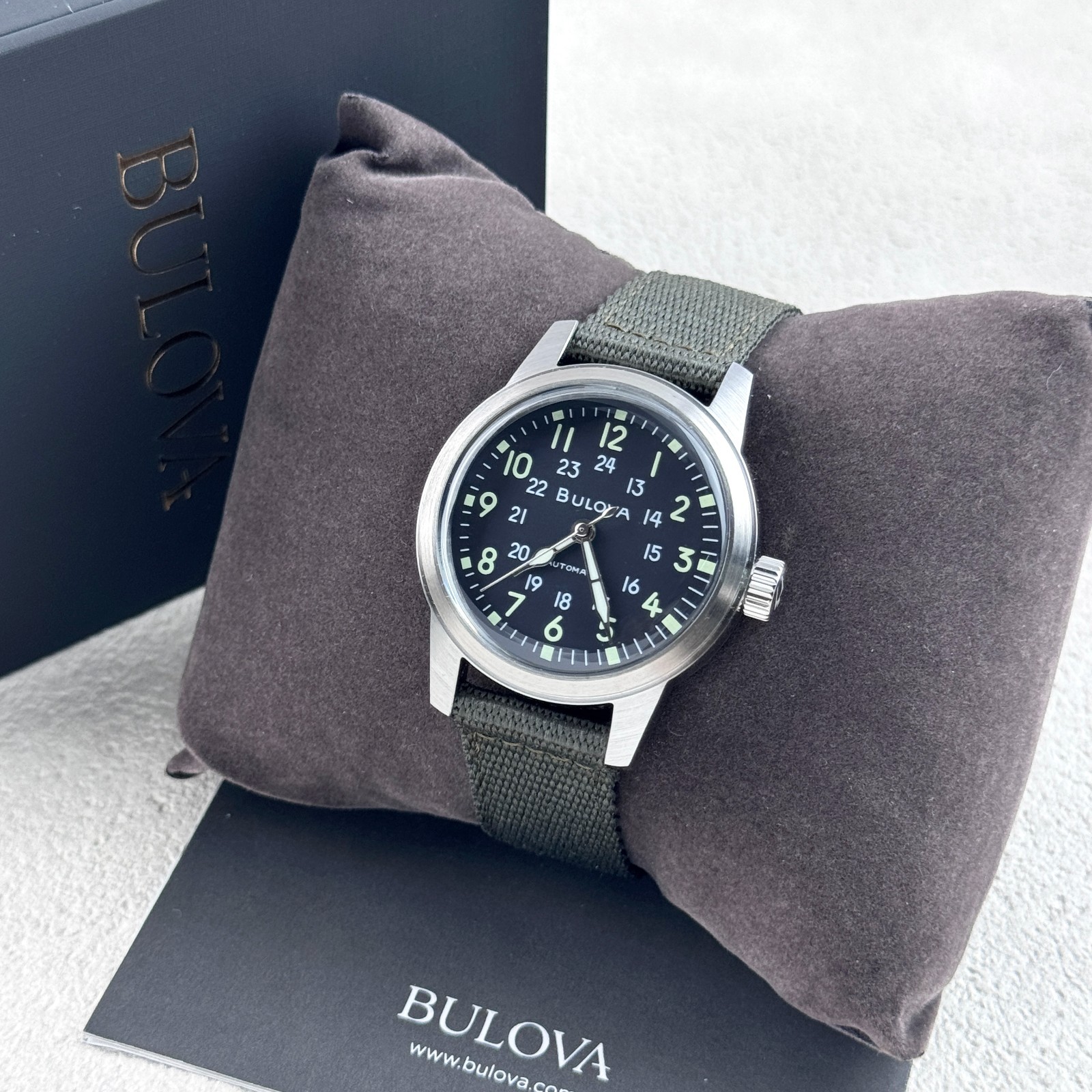 Bulova Men’s Hack VWI Special Edition Automatic Black Dial Nylon Watch 96A259