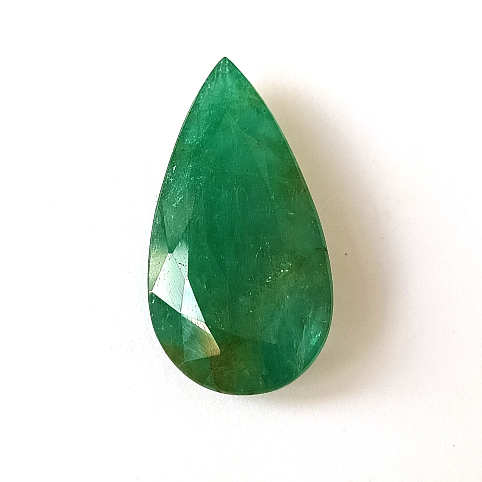 13.45 Carat Pear Shape Natural Zambian Green Emerald Faceted Gemstone 13.3X25 MM