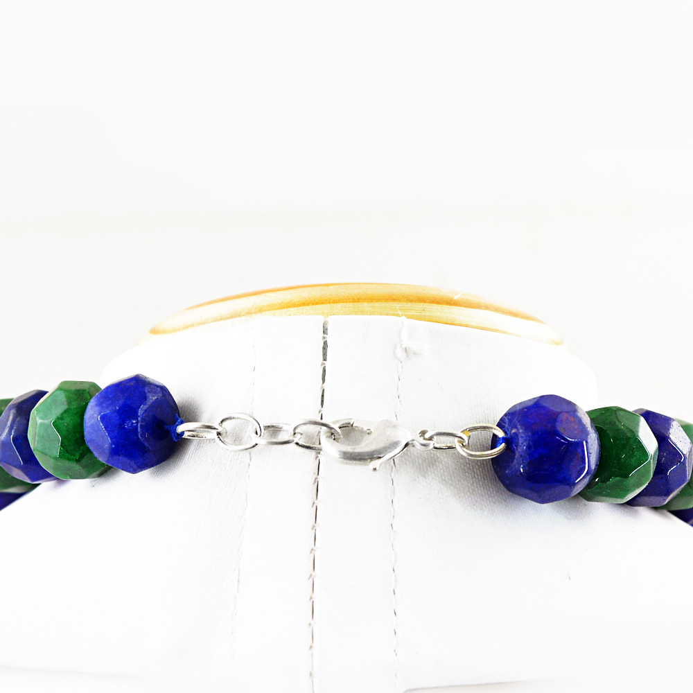 520.00 Cts Earth Mined ENHANCED Sapphire & Emerald Carved Beads Necklace