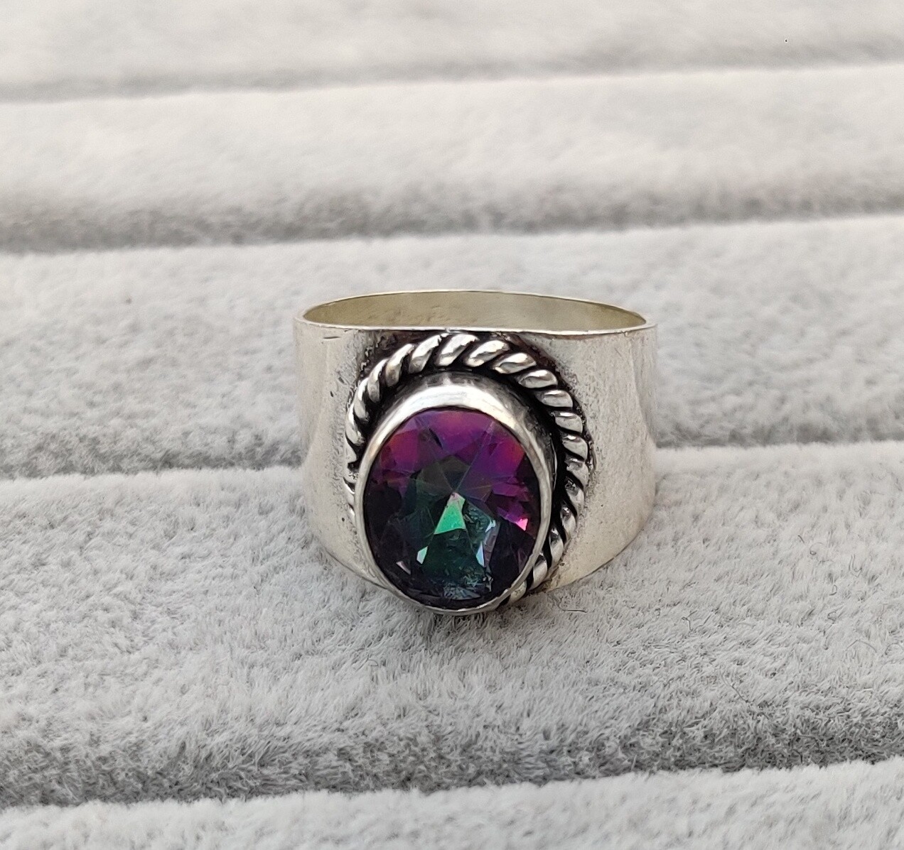 Mystic Topaz Ring Solid 925 Sterling Silver Size 8 Gift for Birthday MO1046