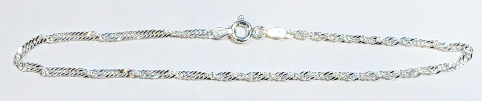 Singapore Link Bracelet 7 inch Long 925 Sterling Silver 2 mm wide made in Italy