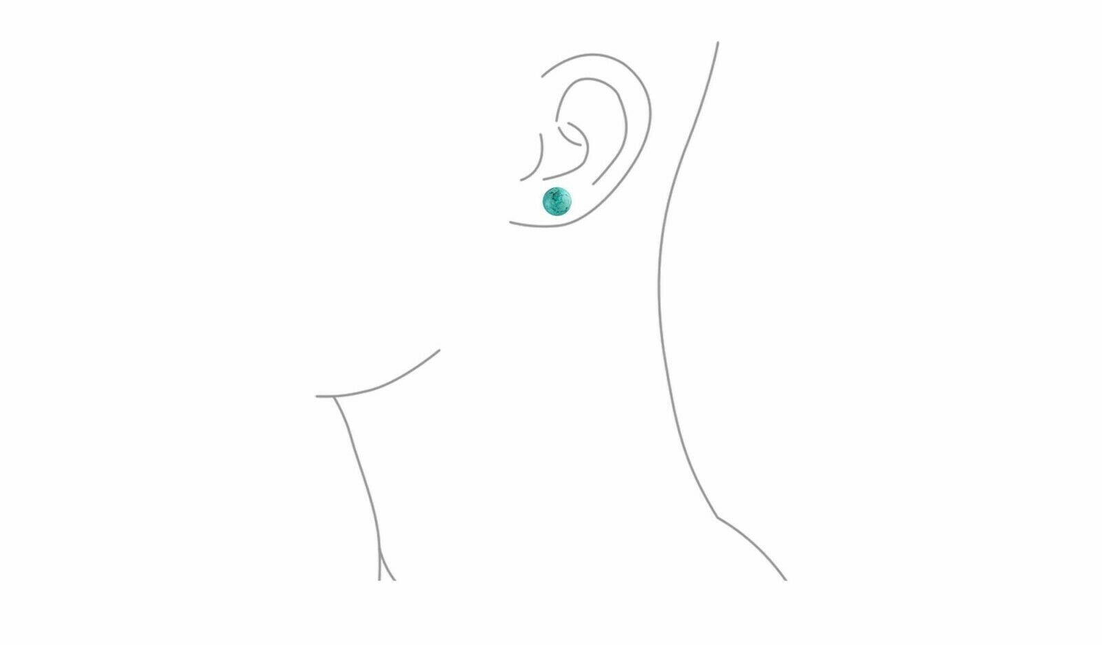 925 Solid Sterling Silver Simple & Elegant 6mm Turquoise Ball Stud Earrings