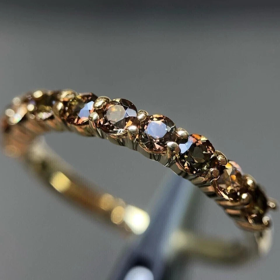 1.50Ct Round Cut Created Chocolate Diamonds Eternity Band 14K Yellow Gold Finish